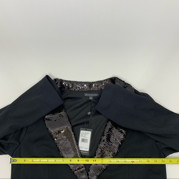 Adrianna Papell Black Sequin Lapel Lightweight Ponte Blazer New Nwt Size Medium - Picture 15 of 16